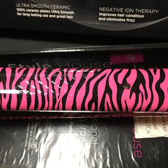 Style House pink and black Zebra Professional Styling Iron.   NIB - Picture 4 of 14